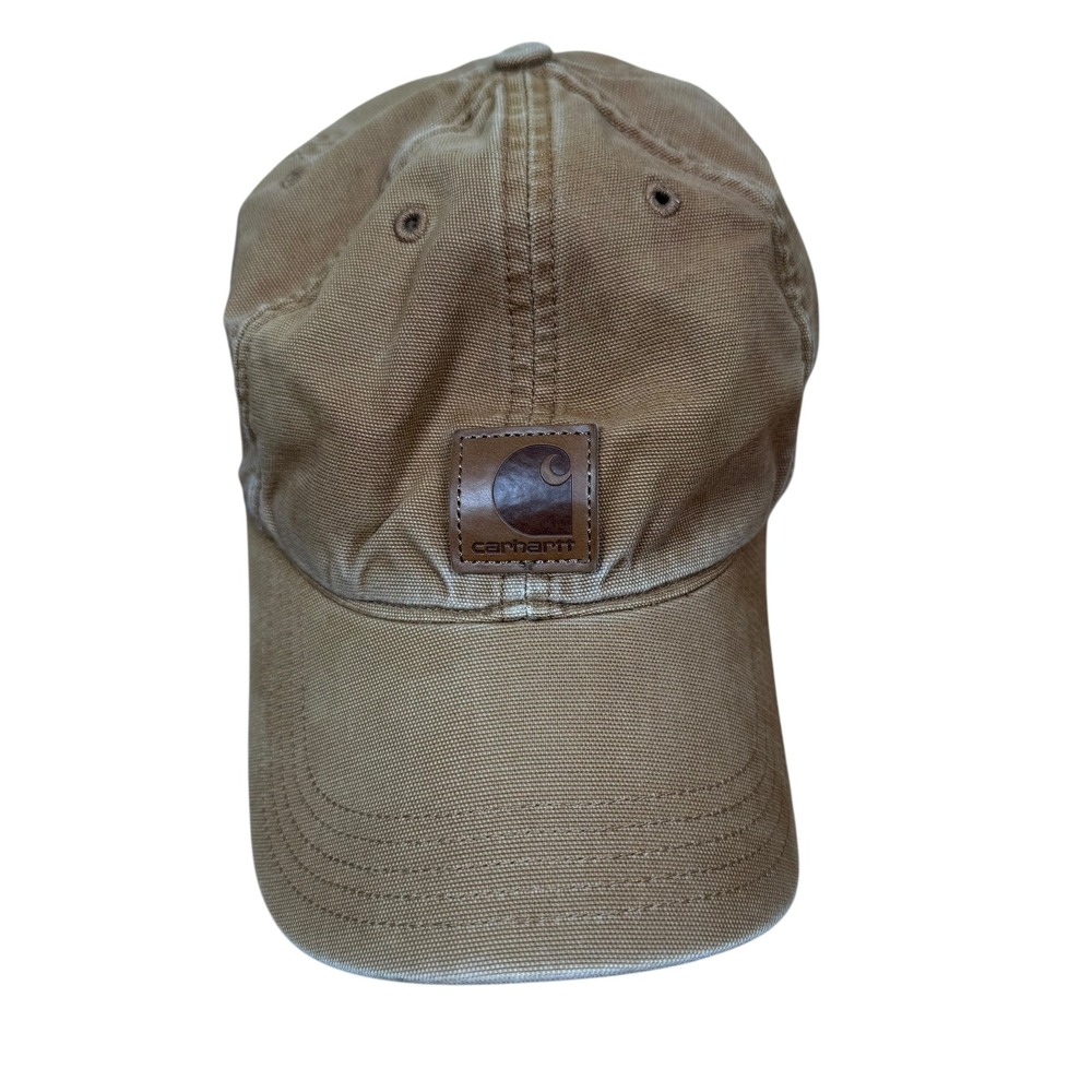 Carhartt Tan Canvas Baseball Cap Adjustable Strap Logo Patch